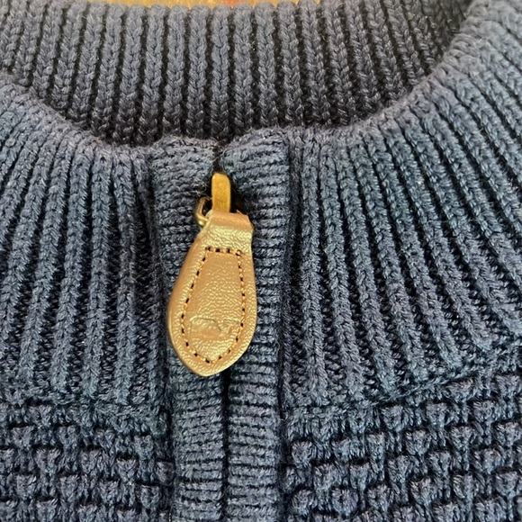 Vineyard Vines Ribbed V Neck Zippered Pullover Thick Textured Sweater. - Picture 5 of 10